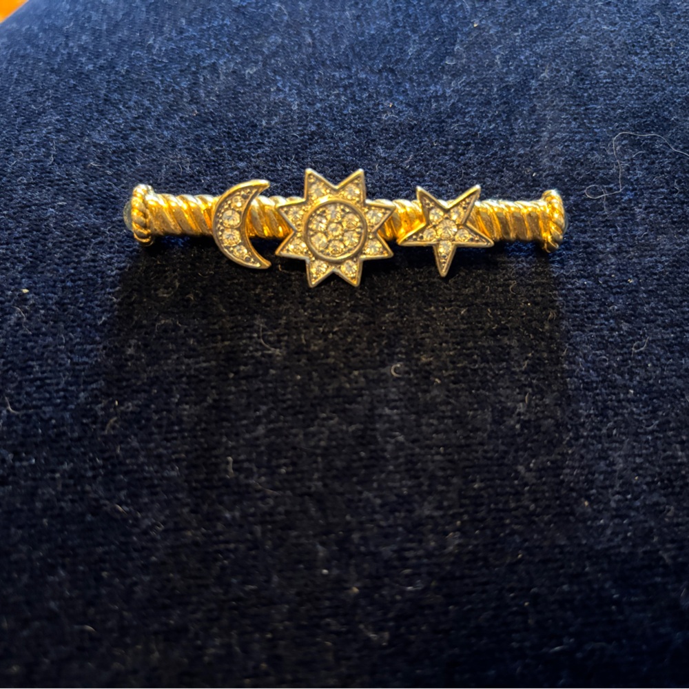 Gold Celestial Brooch with Crystals